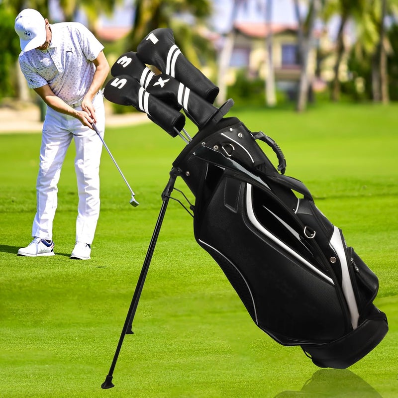 Frimon Golf Club Covers,4pcs or 1pc Golf Headcovers for Woods and Driver Fairway Hybrids Women Men - Premium PU Leather with Interchangeable Tags & Magnetic Blade and Mallet Putter Covers - Image 1